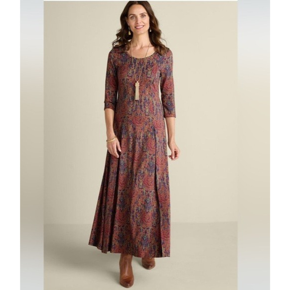 Soft Surroundings Alcott Dress Floral Maxi Slit Large Boho Western Jersey Soft - Picture 3 of 16